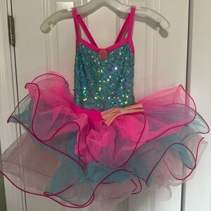 Weissman Pink and Blue Sequin Kids Dance Costume